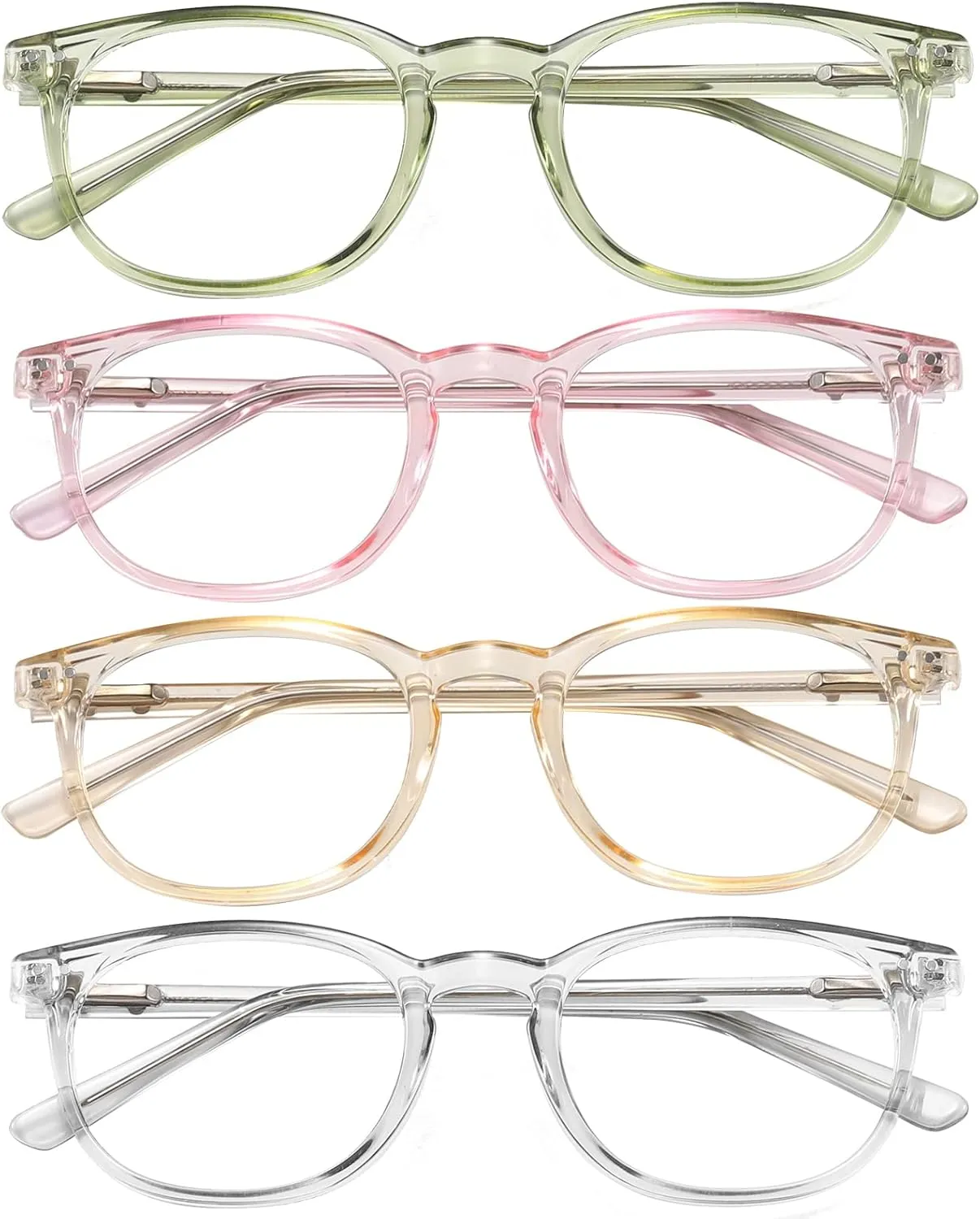Reading Glasses for Women Men Square Oval Readers with Spring Hinge Anti UV Glare