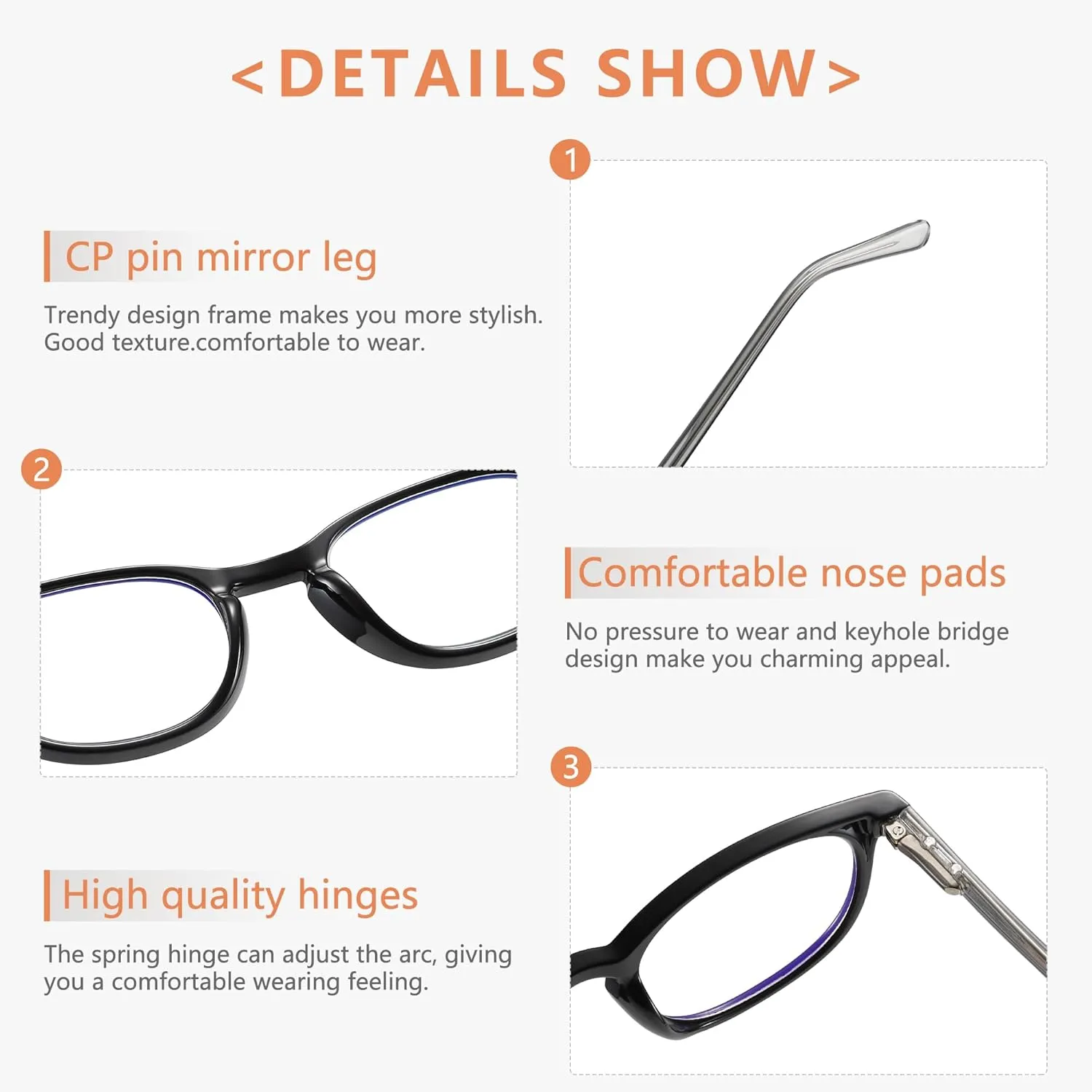 Reading Glasses for Women Men Square Oval Readers with Spring Hinge Anti UV Glare