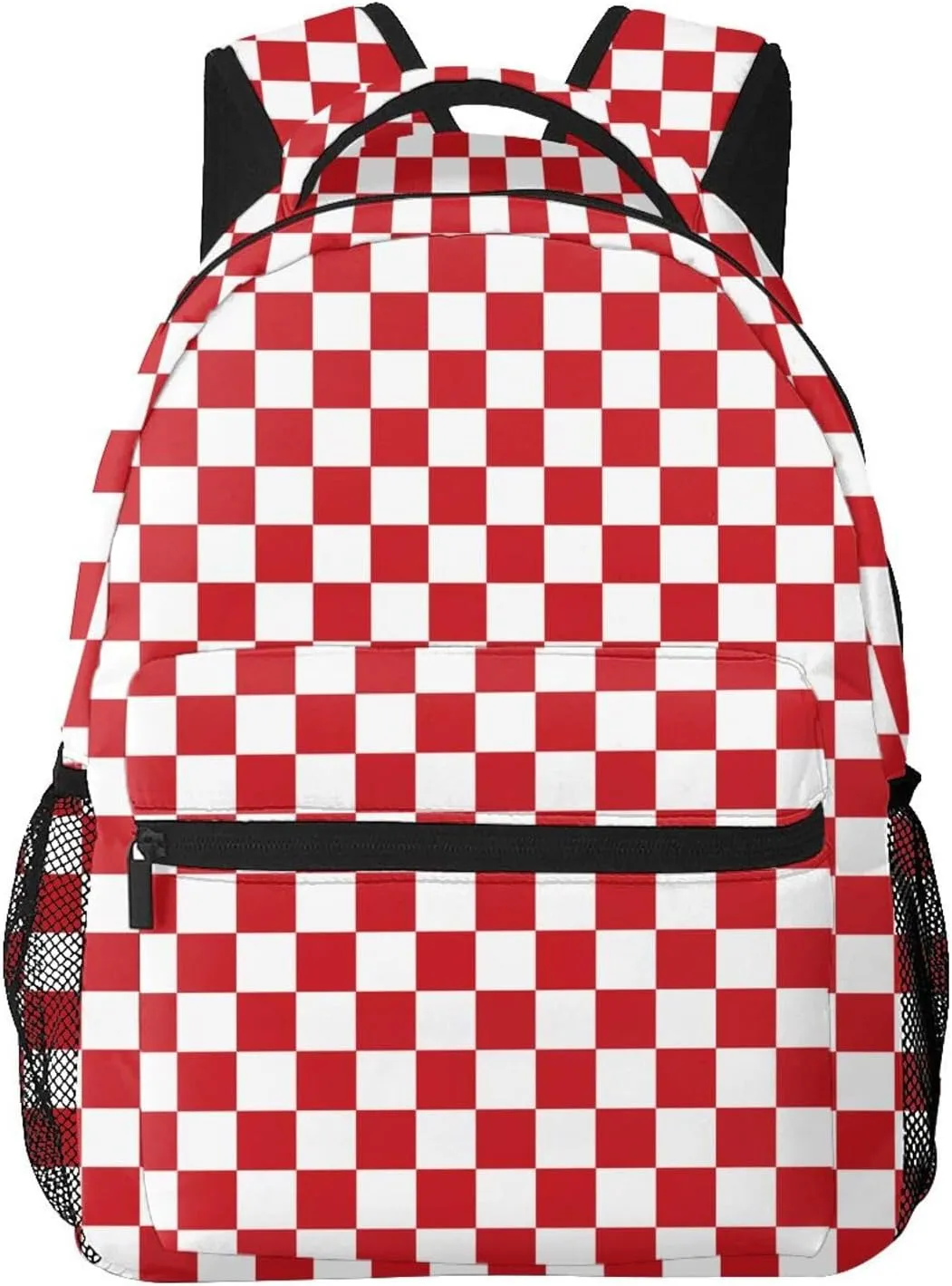 Red And White Race Checkered Flag Backpacks 15in Laptop Backpack Multipurpose Double Shoulder Bag For Men Women Gifts