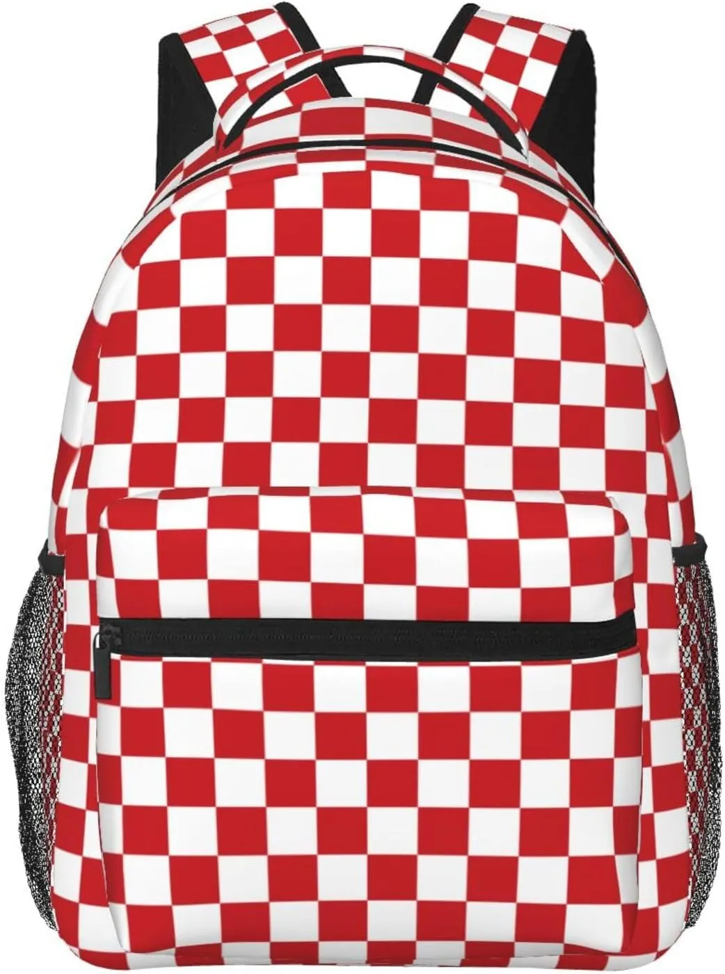 Red And White Race Checkered Flag Backpacks 15in Laptop Backpack Multipurpose Double Shoulder Bag For Men Women Gifts