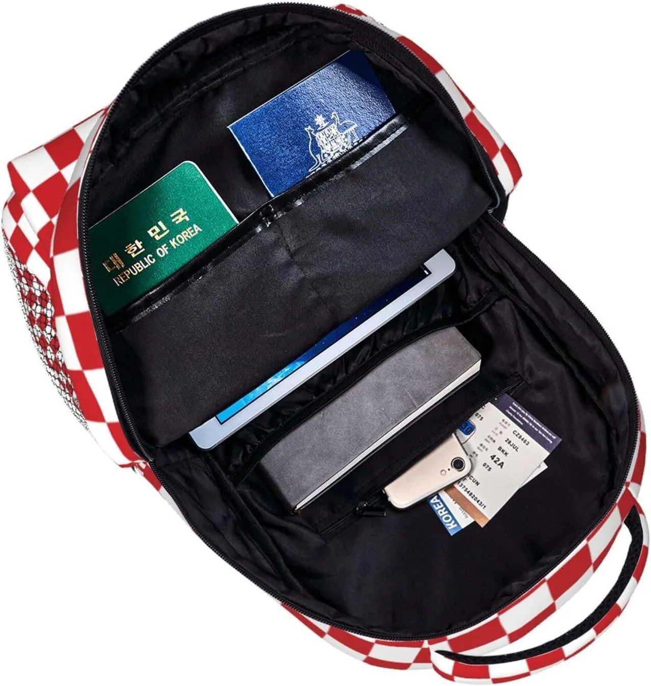 Red And White Race Checkered Flag Backpacks 15in Laptop Backpack Multipurpose Double Shoulder Bag For Men Women Gifts