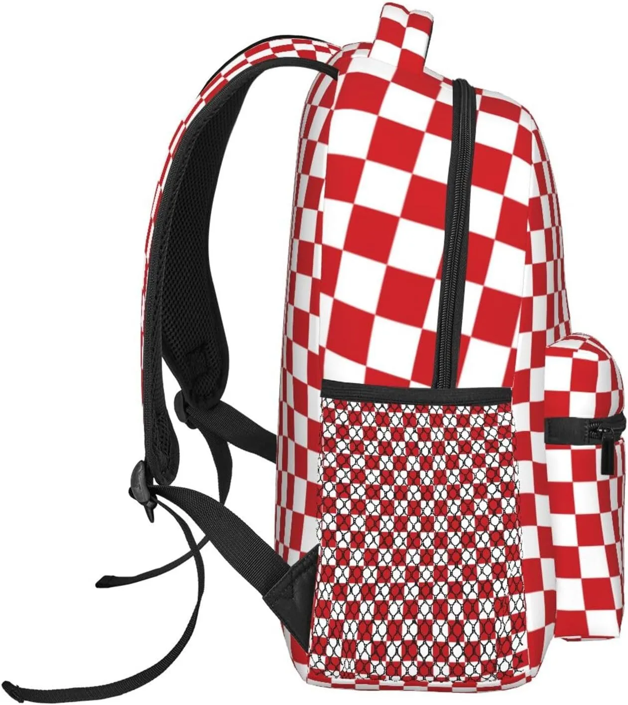 Red And White Race Checkered Flag Backpacks 15in Laptop Backpack Multipurpose Double Shoulder Bag For Men Women Gifts