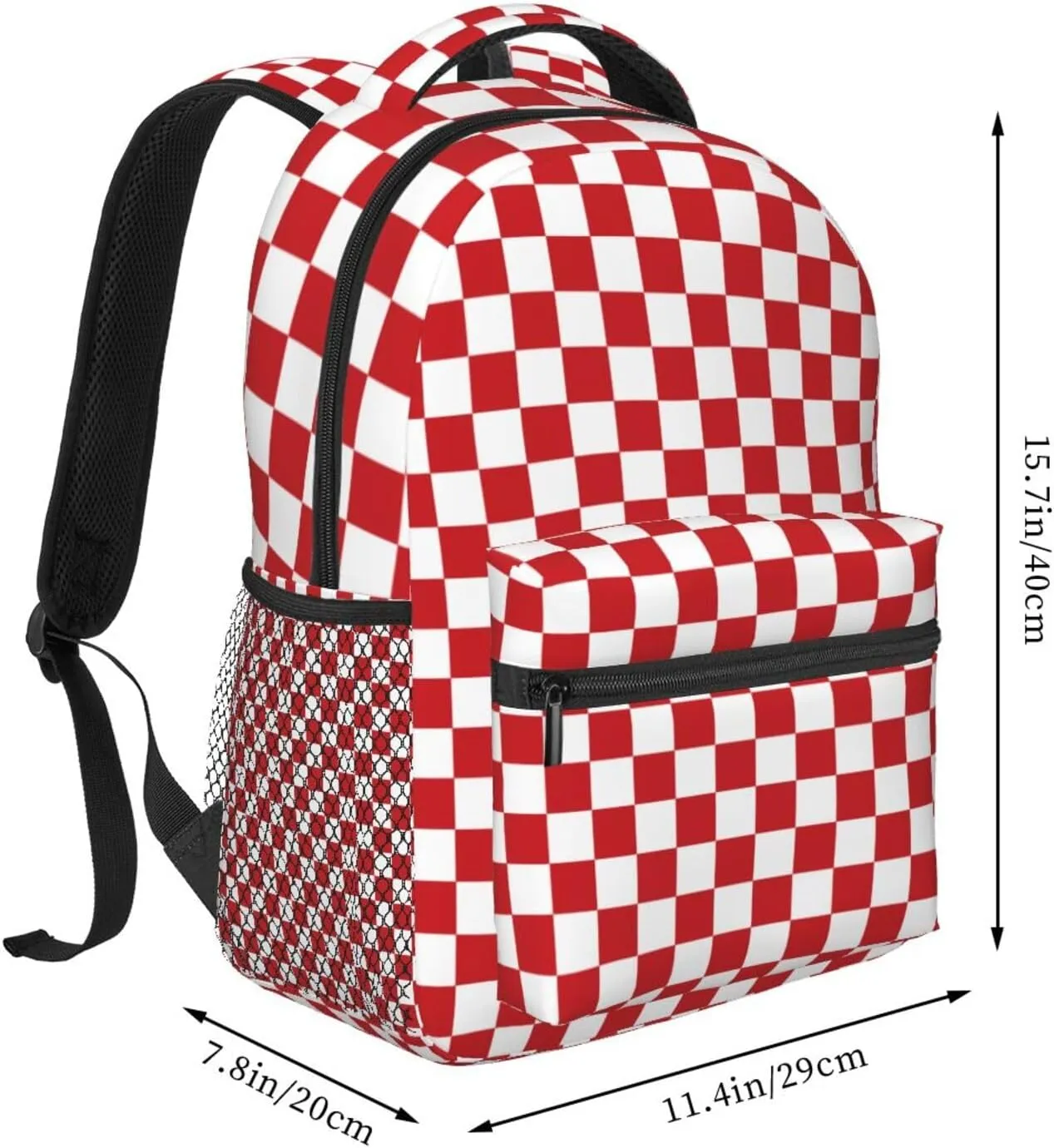 Red And White Race Checkered Flag Backpacks 15in Laptop Backpack Multipurpose Double Shoulder Bag For Men Women Gifts