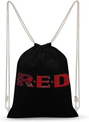 RED Remember Everyone Deployed Drawstring Backpack Travel String Shoulder Bag Canvas Sport Sackpack for Gym Shopping Yoga