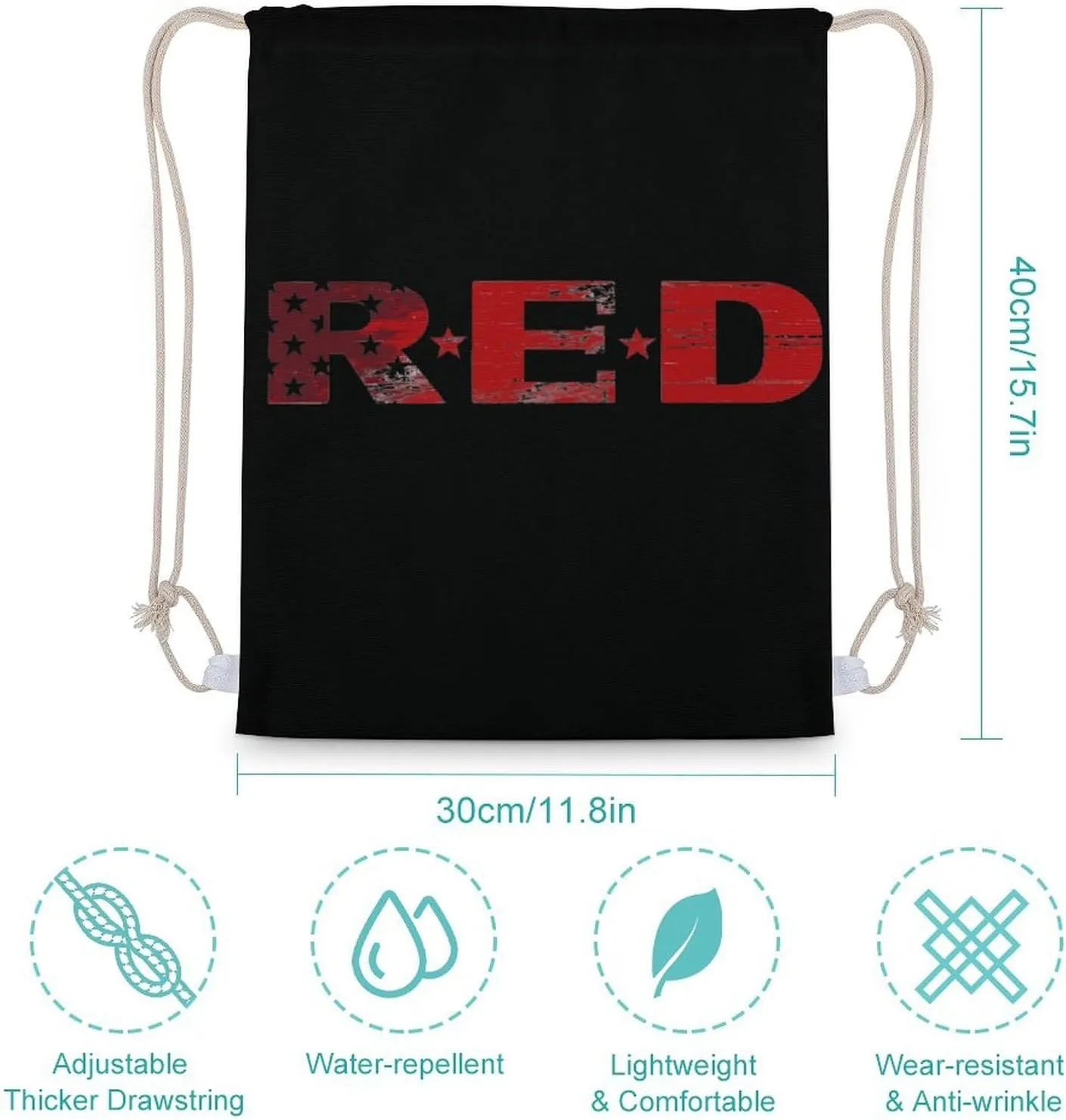 RED Remember Everyone Deployed Drawstring Backpack Travel String Shoulder Bag Canvas Sport Sackpack for Gym Shopping Yoga