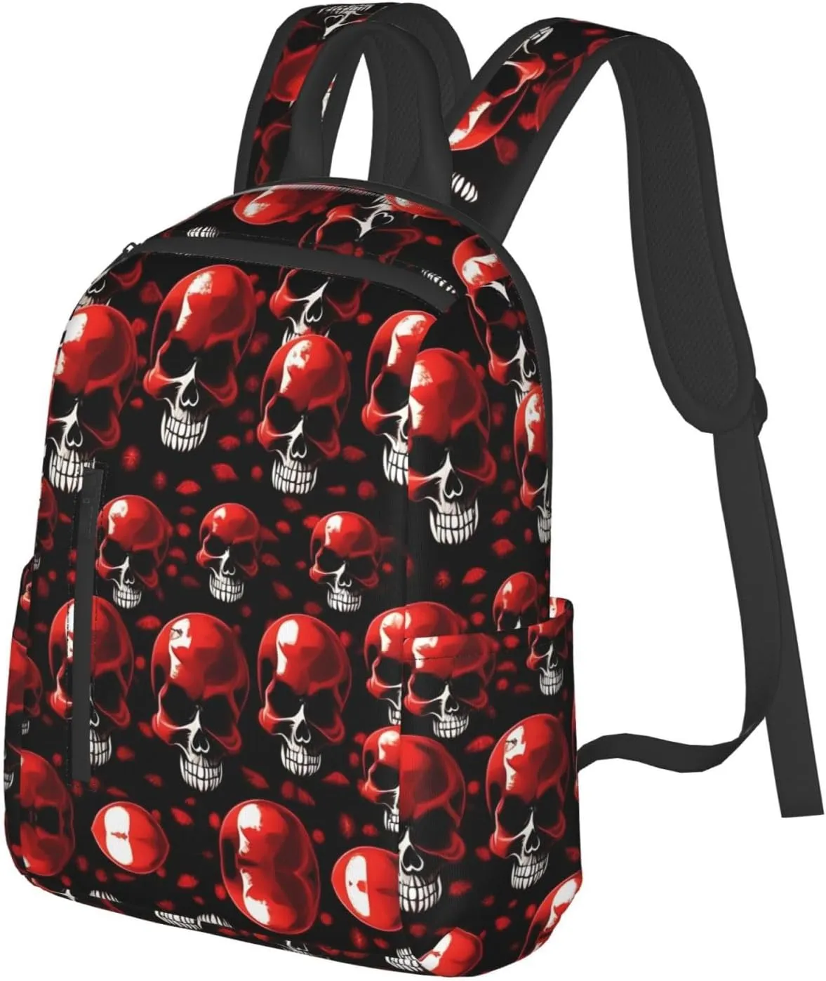 Red Skeletons Print Lightweight Backpack, Travel Bookbag College Bag,Laptop Backpack For Men Women