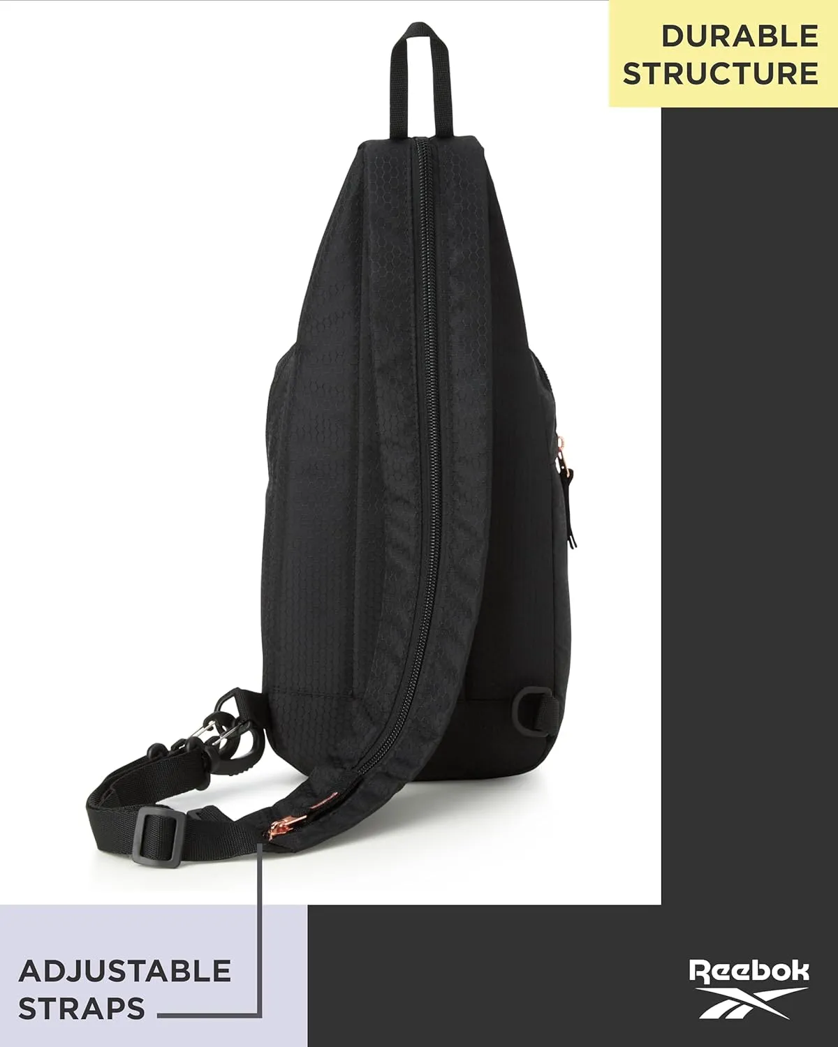 Reebok Unisex Crossbody Bag - Compact Sling Crossbody Bags for Women and Men with Convertible Strap for Gym and Travel, Size One Size, Cosmos Black
