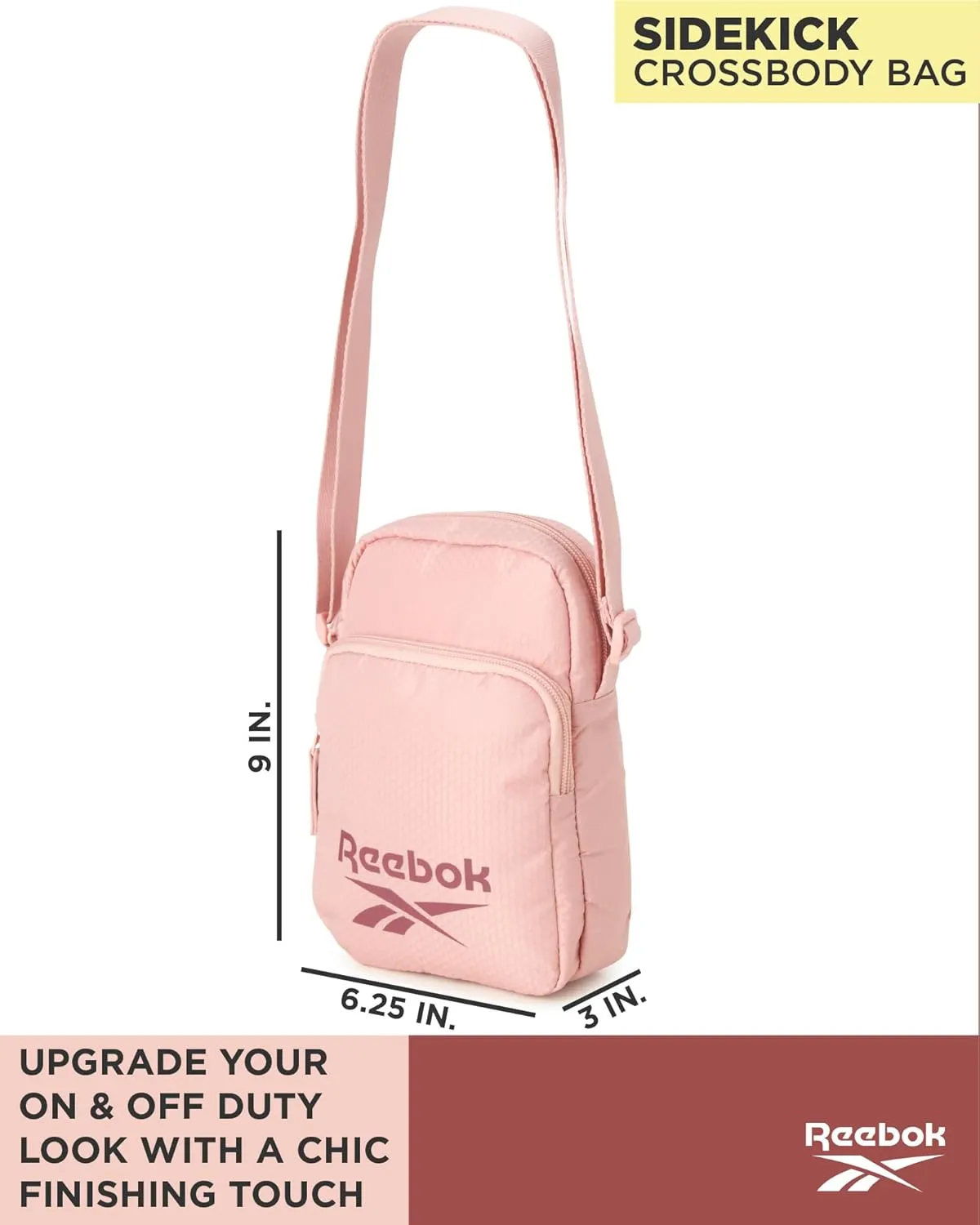 Reebok Women's Crossbody Bag - Mini Purse Shoulder Handbag with Adjustable Strap - Small Casual Sling Bag for Women