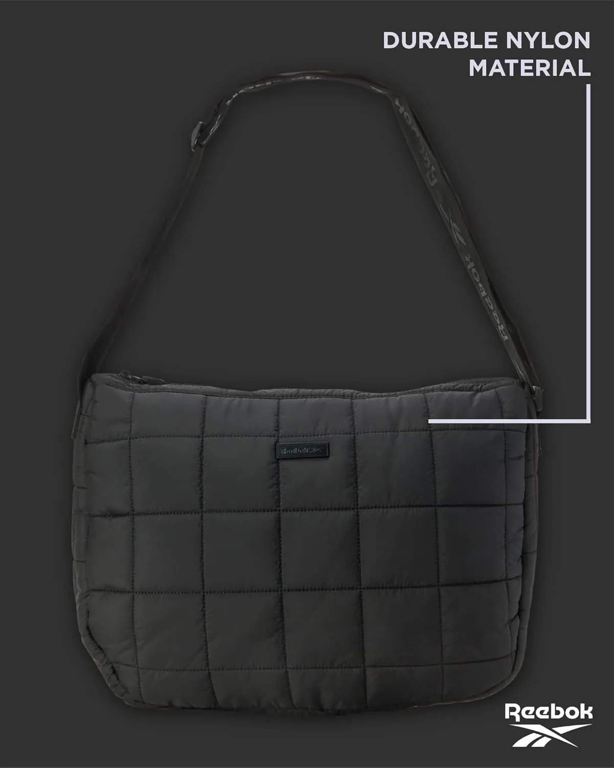Reebok Womens Crossbody Bag - Oversized Quilted Puffer Tote Bag for Women, Large Shoulder Purse for Gym Travel & Everyday Use