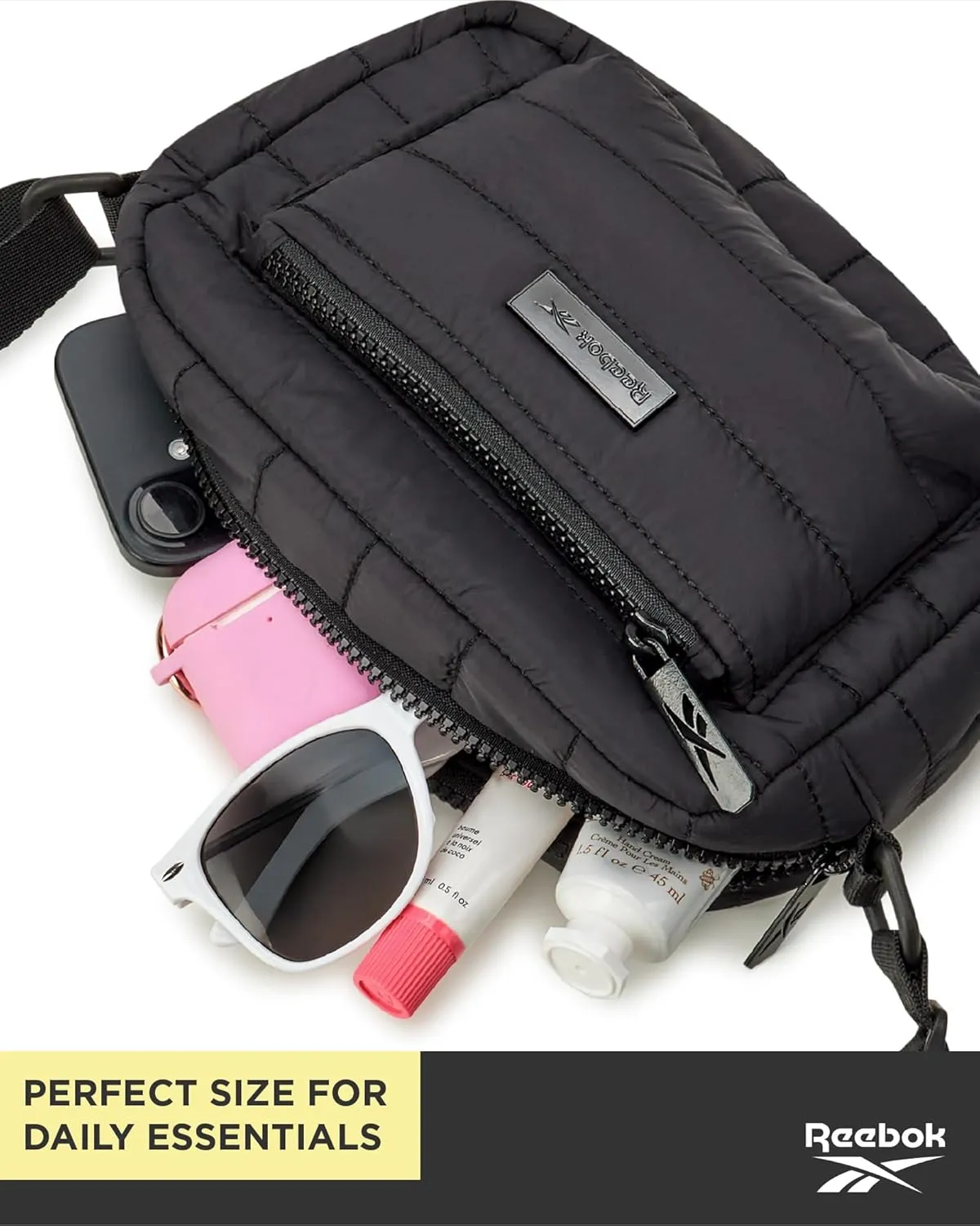 Reebok Womens Crossbody Bags - Lightweight Sling Cell Phone Purse, Quilted Small Crossbody Bags Women