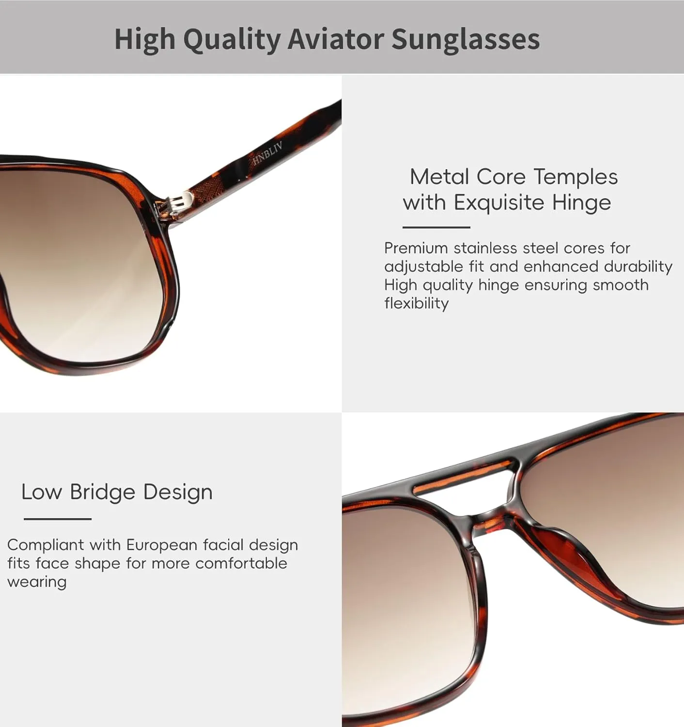 Retro Aviator Sunglasses for Women & Men Lightweight Square Shade UV400 Protection Unisex Sun Glasses Frame