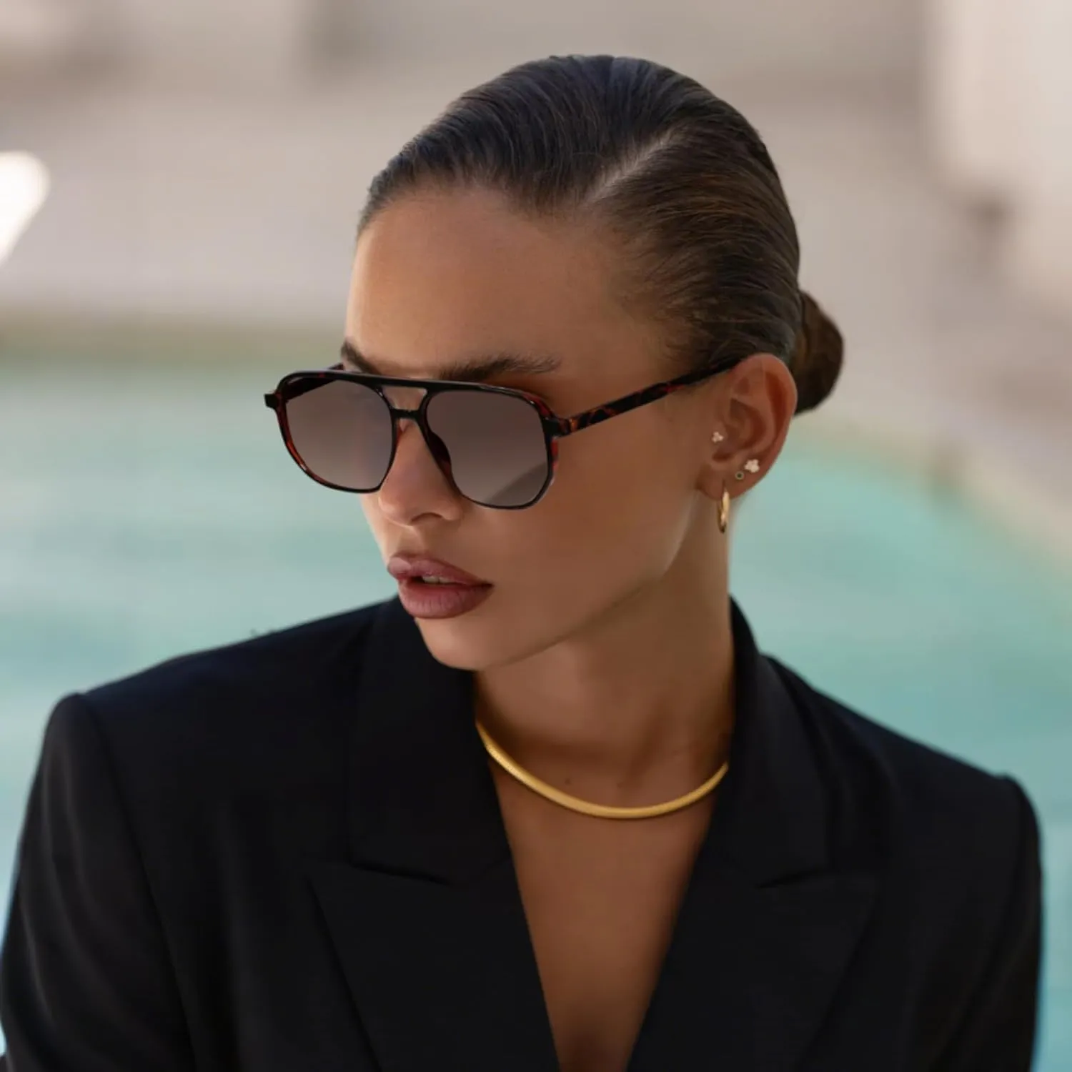 Retro Aviator Sunglasses for Women & Men Lightweight Square Shade UV400 Protection Unisex Sun Glasses Frame