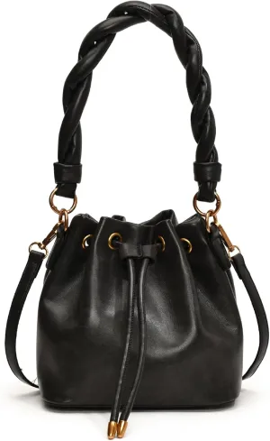 Retro fashion drawstring bucket handbags trendy high end shoulder bags versatile crossbody purses