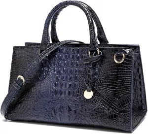Retro Handbag for Women PU Leather Crocodile Print Top Handle Satchel Purse Ladies Fashion Work Shoulder Crossbody Bag