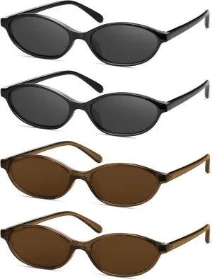 Retro Oval Cat Eye Sunglasses for Women Y2k Designer Trendy Narrow Shades UV protection Sun Glasses