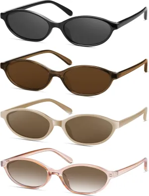 Retro Oval Cat Eye Sunglasses for Women Y2k Designer Trendy Narrow Shades UV protection Sun Glasses