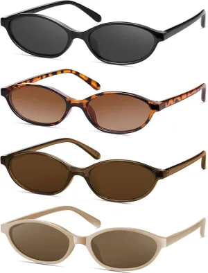 Retro Oval Cat Eye Sunglasses for Women Y2k Designer Trendy Narrow Shades UV protection Sun Glasses