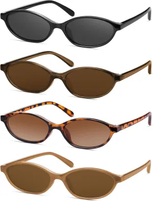 Retro Oval Cat Eye Sunglasses for Women Y2k Designer Trendy Narrow Shades UV protection Sun Glasses