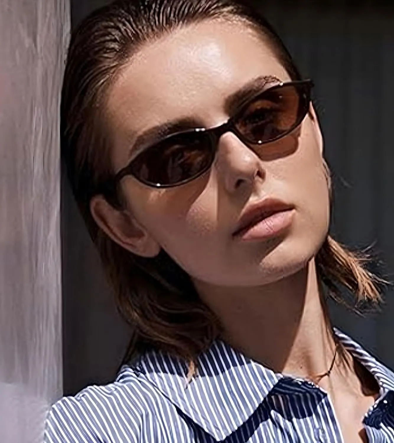 Retro Oval Cat Eye Sunglasses for Women Y2k Designer Trendy Narrow Shades UV protection Sun Glasses