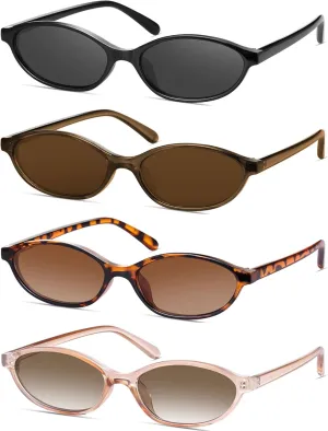 Retro Oval Cat Eye Sunglasses for Women Y2k Designer Trendy Narrow Shades UV protection Sun Glasses