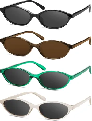 Retro Oval Cat Eye Sunglasses for Women Y2k Designer Trendy Narrow Shades UV protection Sun Glasses