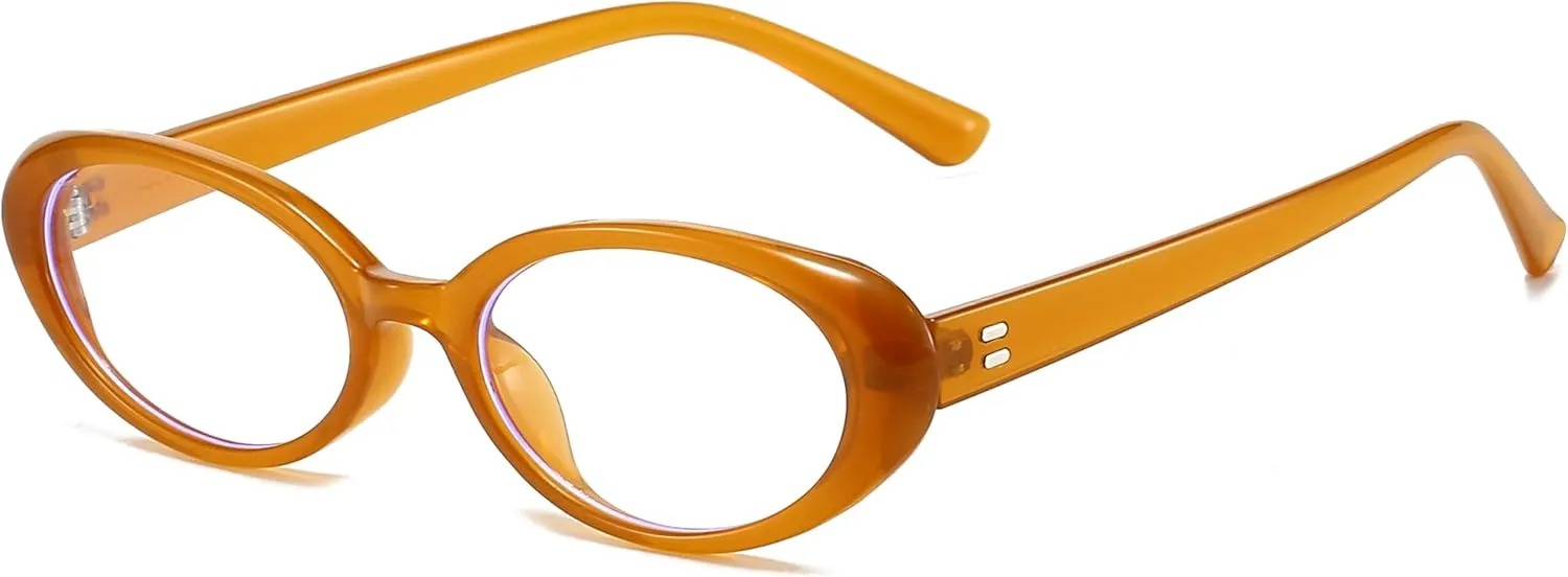Retro Oval Glasses for Women Men Fashion 90s Blue Light Blocking Glasses Small Face Clear Lens Eyeglasses
