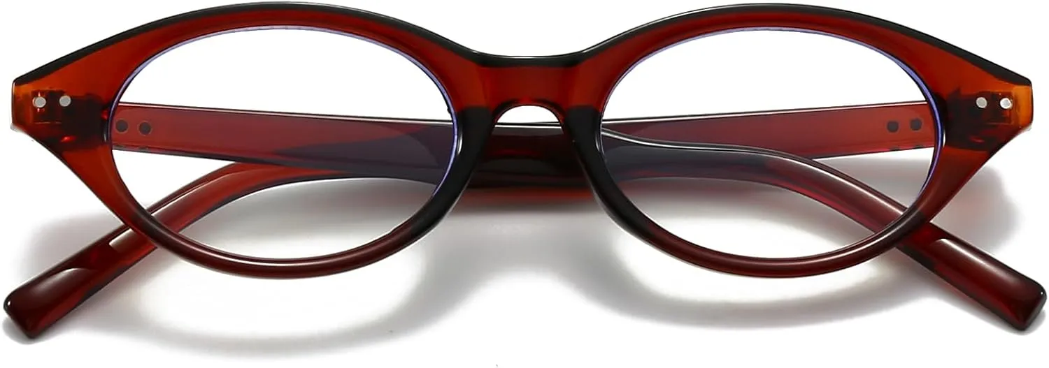 Retro Oval Glasses for Women Men Small Face Cat-eye Blue Light Glasses Vintage Style