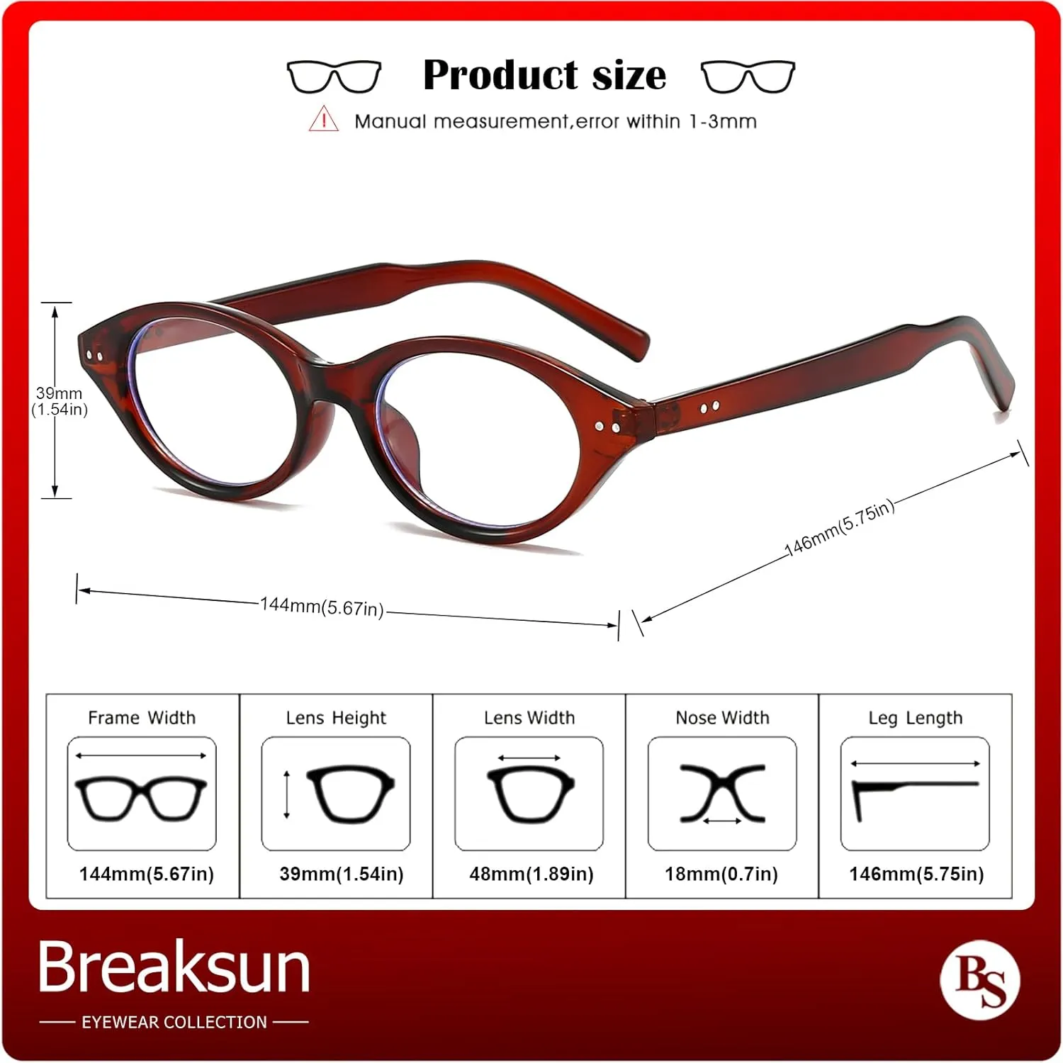 Retro Oval Glasses for Women Men Small Face Cat-eye Blue Light Glasses Vintage Style