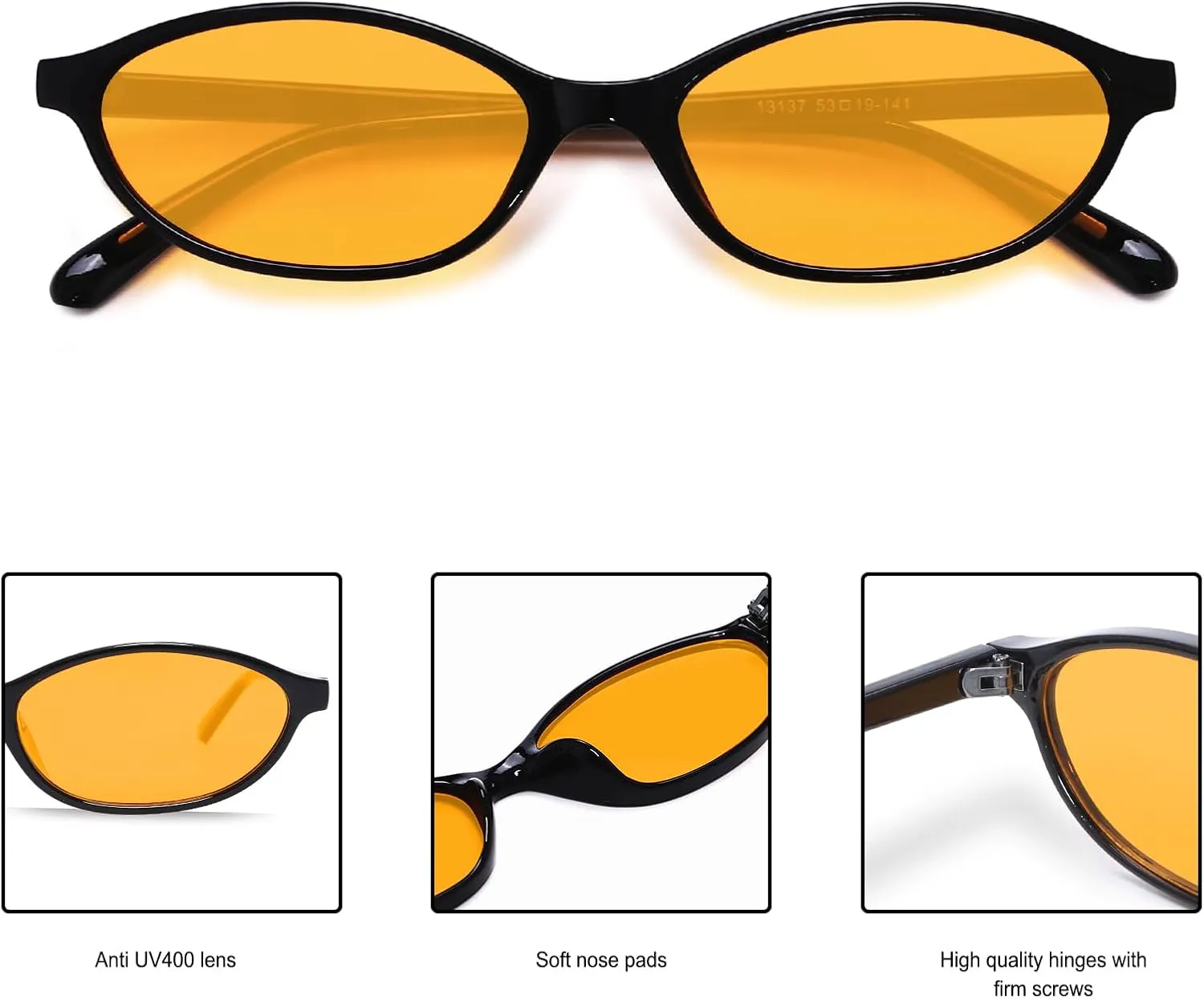 Retro Oval Sunglasses for Women Chic Cat Eye 90s Sunnies Lightweight Narrow Shades Trendy UV protection Sun Glasses