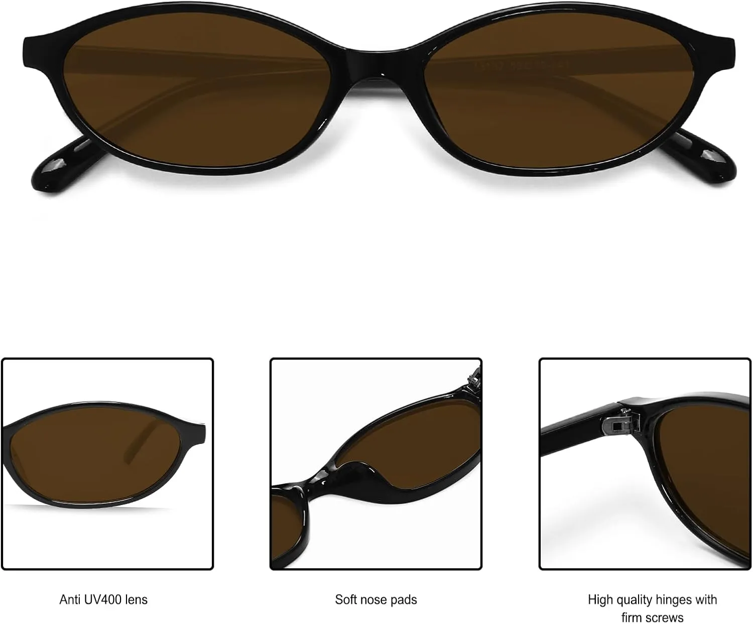 Retro Oval Sunglasses for Women Chic Cat Eye 90s Sunnies Lightweight Narrow Shades Trendy UV protection Sun Glasses
