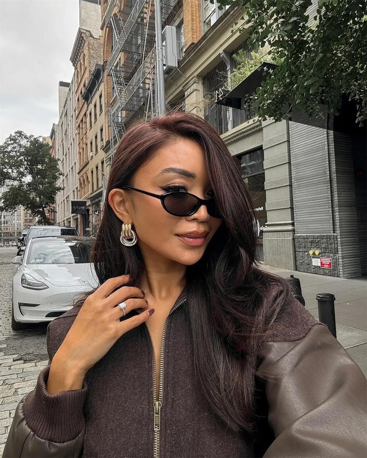 Retro Oval Sunglasses for Women Chic Cat Eye 90s Sunnies Lightweight Narrow Shades Trendy UV protection Sun Glasses