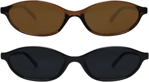 Retro Oval Sunglasses for Women Chic Cat Eye 90s Sunnies Lightweight Narrow Shades Trendy UV protection Sun Glasses