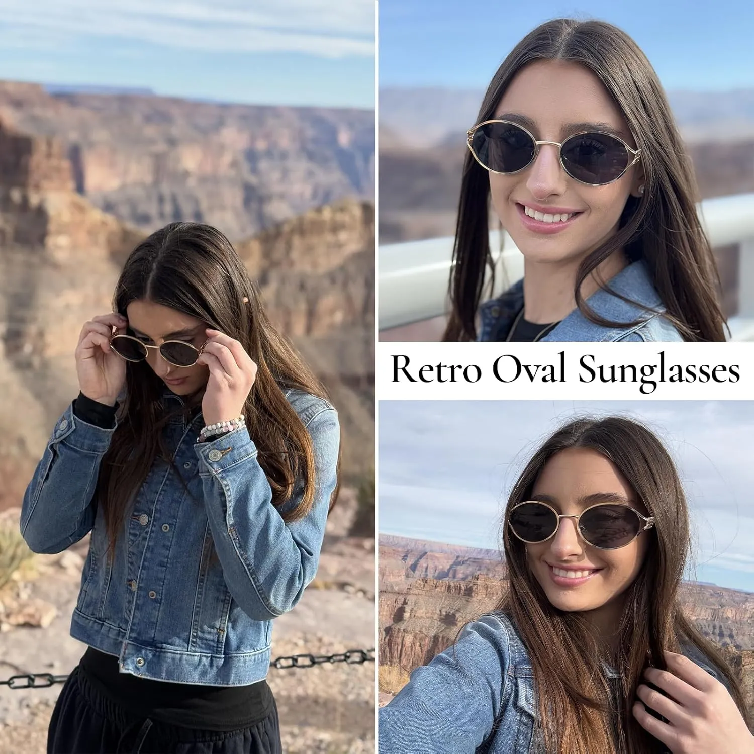 Retro Oval Sunglasses for Women Classic Round Designer Sun Glasses UV400 Protection Gold Metal Frame Shades