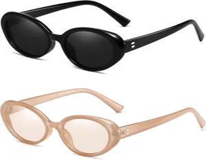 Retro Oval Sunglasses for Women Men Fashion Small Oval Sunglasses 90s Vintage Shades