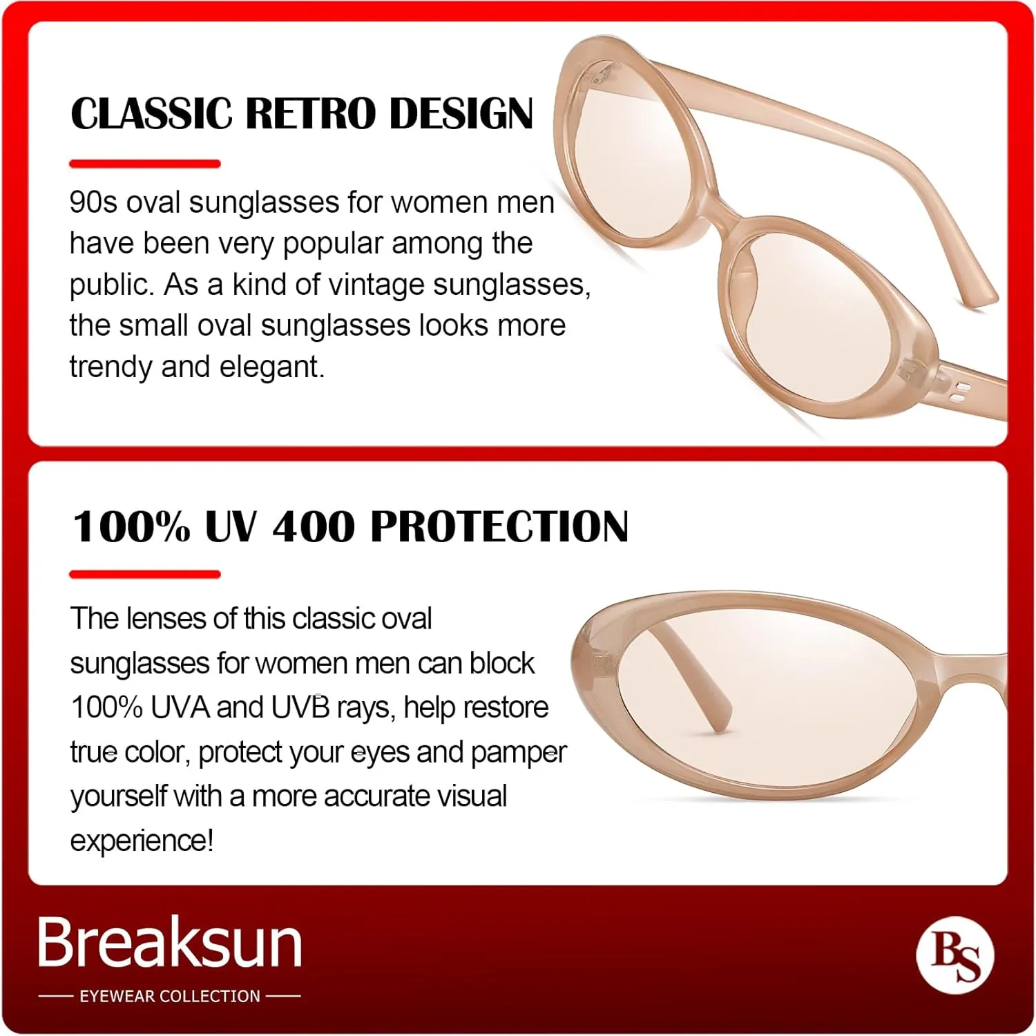 Retro Oval Sunglasses for Women Men Fashion Small Oval Sunglasses 90s Vintage Shades