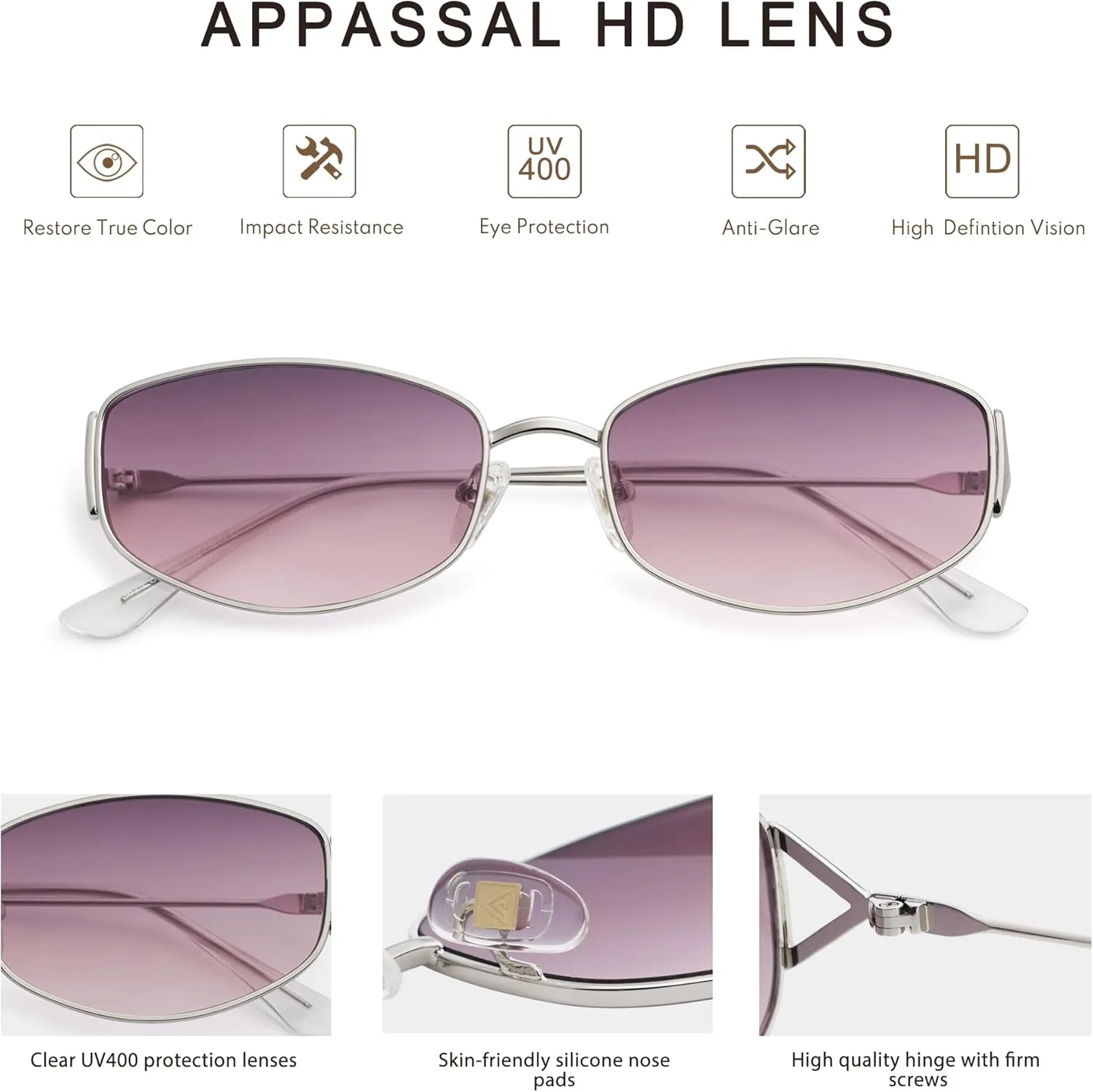 Retro Oval Sunglasses For Women Men Hexagonal Rectangle Metal Frame Sun Glasses AP3625