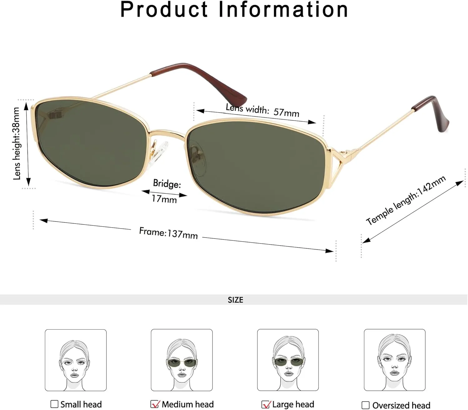 Retro Oval Sunglasses For Women Men Hexagonal Rectangle Metal Frame Sun Glasses AP3625
