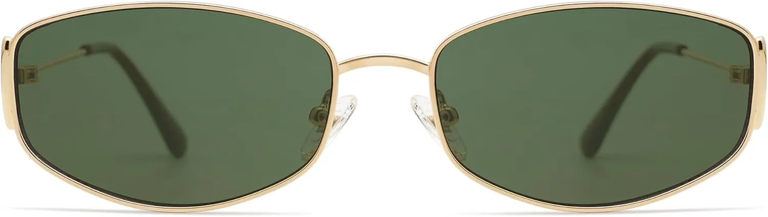 Retro Oval Sunglasses For Women Men Hexagonal Rectangle Metal Frame Sun Glasses AP3625