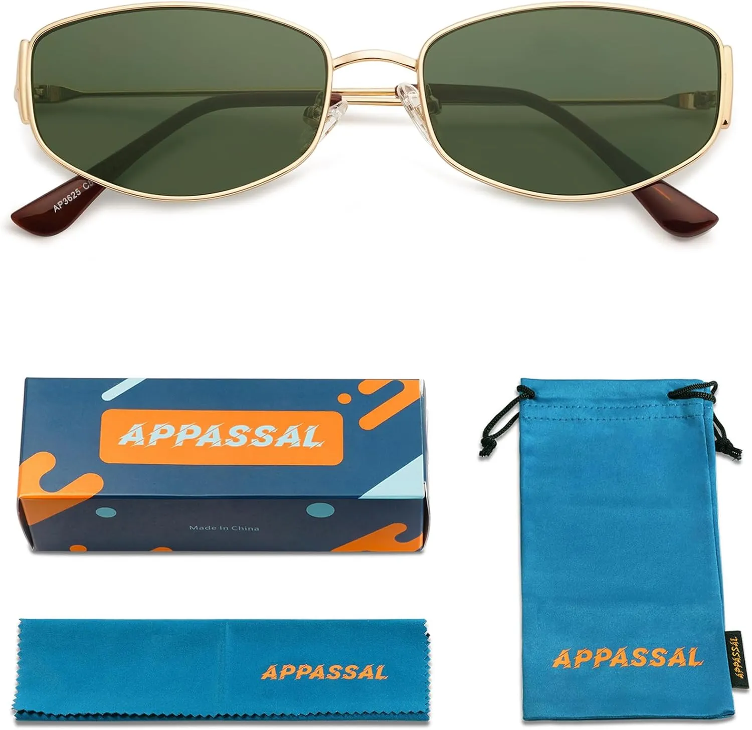 Retro Oval Sunglasses For Women Men Hexagonal Rectangle Metal Frame Sun Glasses AP3625