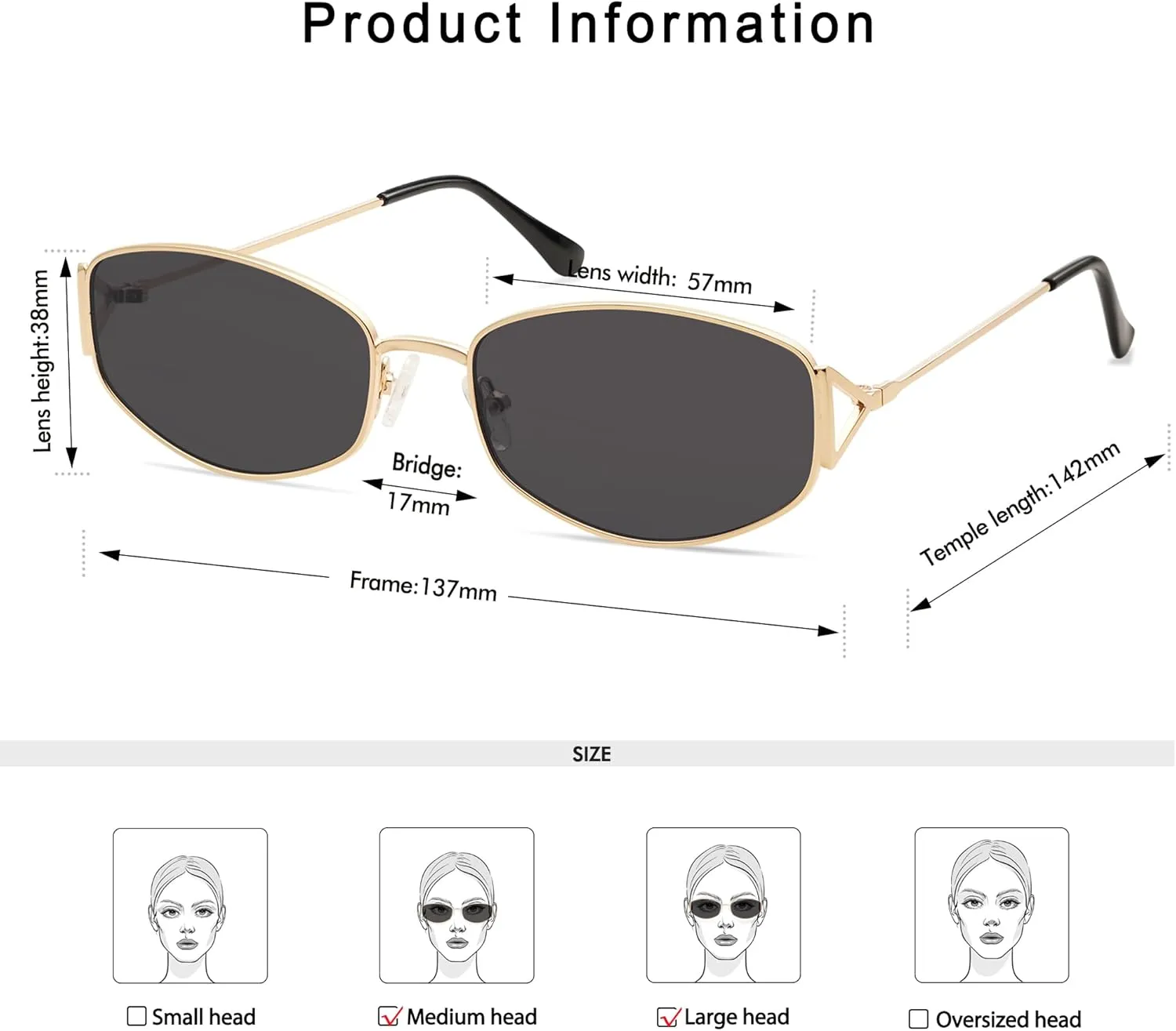Retro Oval Sunglasses For Women Men Hexagonal Rectangle Metal Frame Sun Glasses AP3625