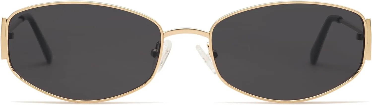 Retro Oval Sunglasses For Women Men Hexagonal Rectangle Metal Frame Sun Glasses AP3625