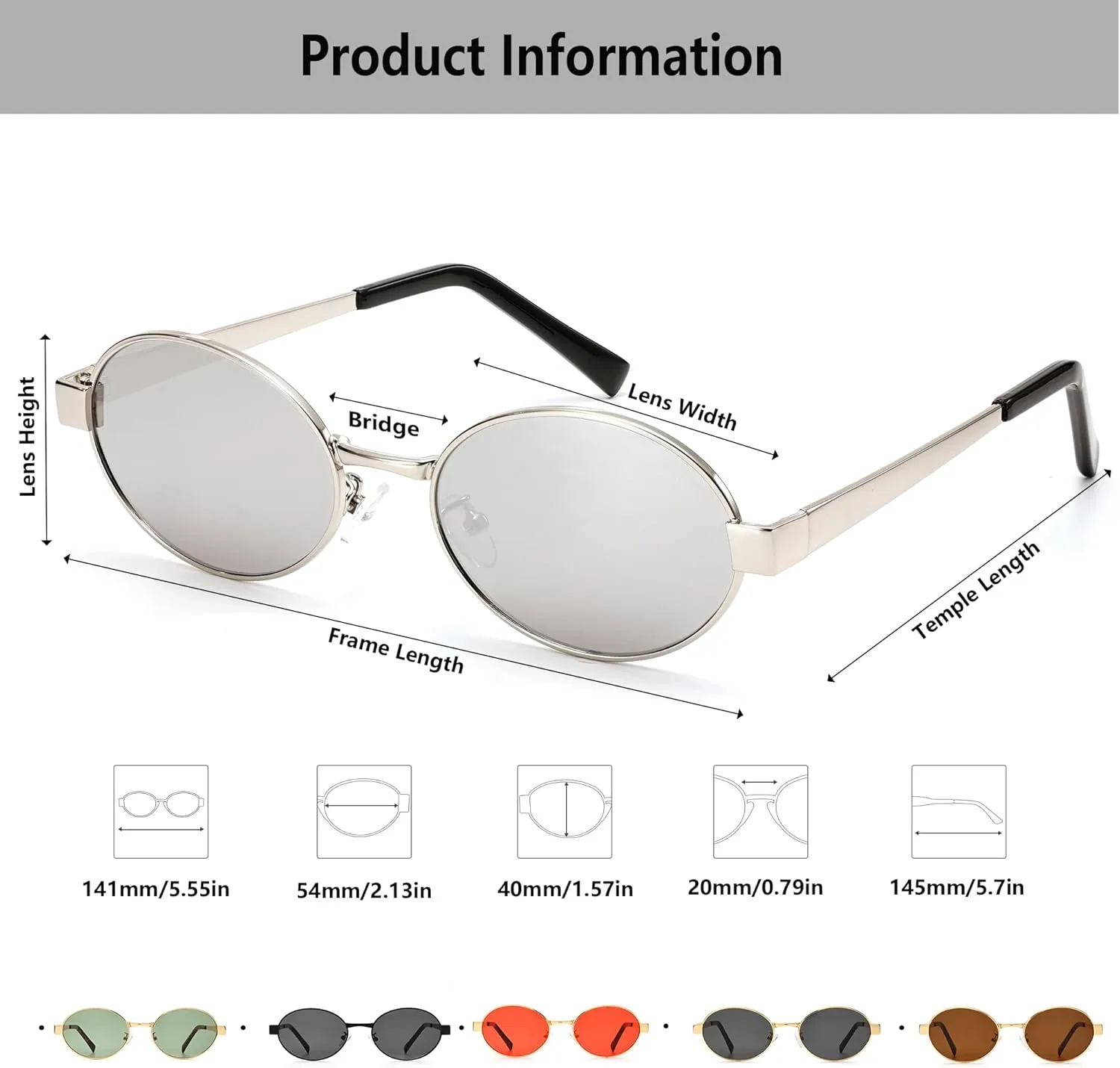 Retro Oval Sunglasses for Women Men Small Shade UV400 Protection Trendy Style