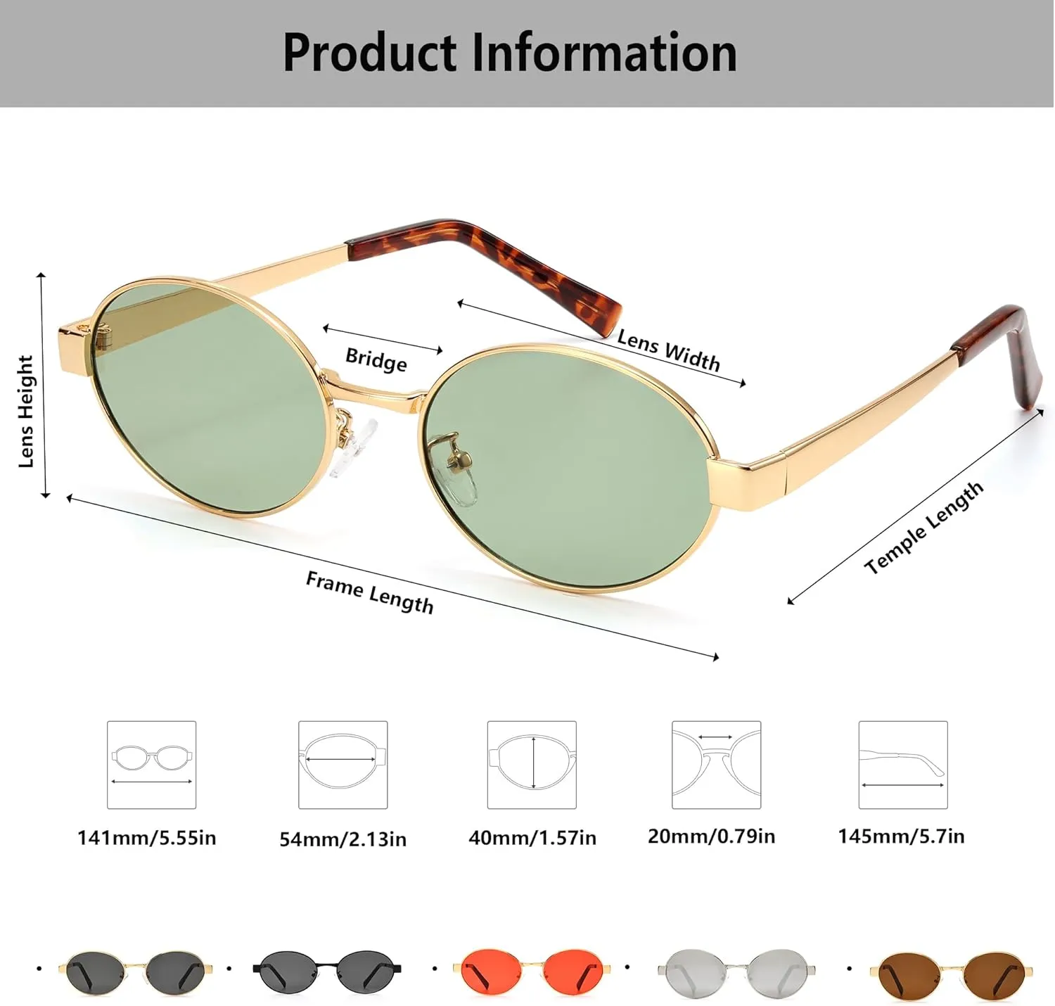 Retro Oval Sunglasses for Women Men Small Shade UV400 Protection Trendy Style