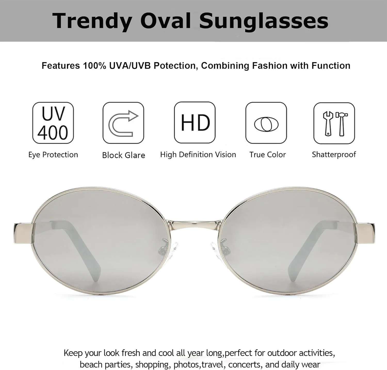 Retro Oval Sunglasses for Women Men Small Shade UV400 Protection Trendy Style