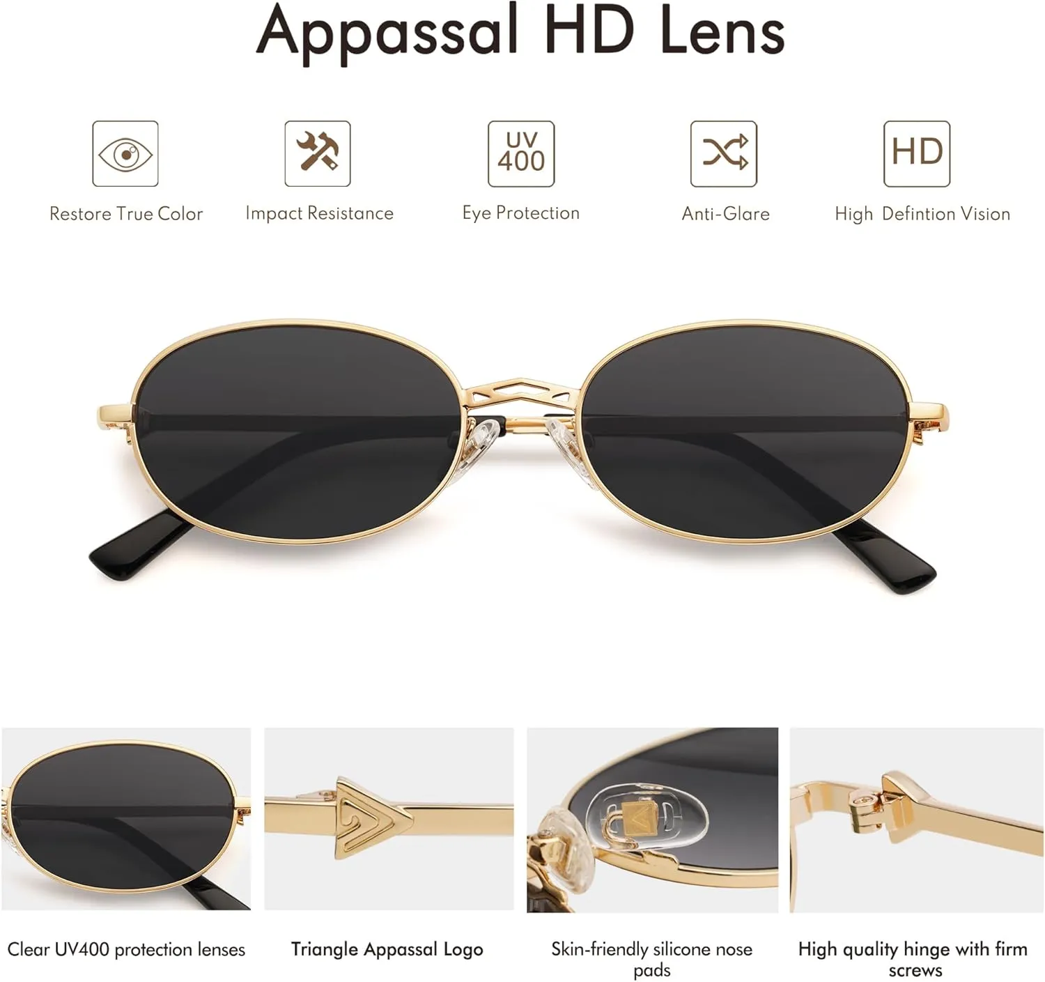 Retro Oval Sunglasses for Women Men Trendy Designer 90s Sun Glasses Classic Shades AP3662