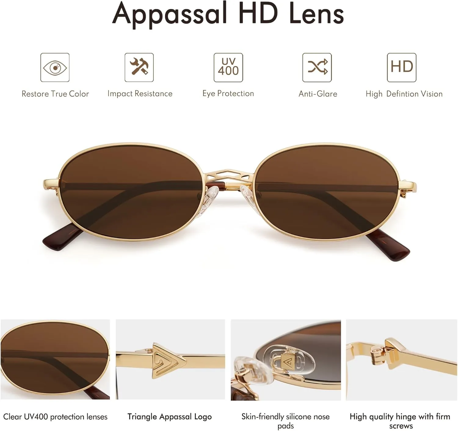 Retro Oval Sunglasses for Women Men Trendy Designer 90s Sun Glasses Classic Shades AP3662