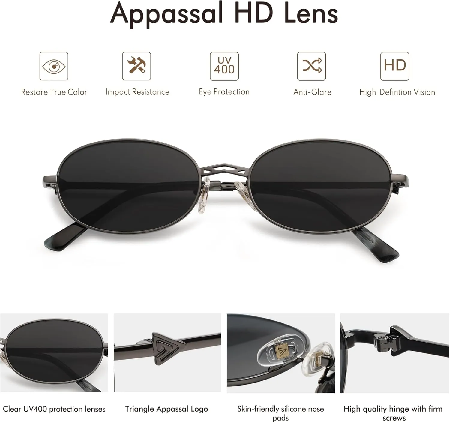 Retro Oval Sunglasses for Women Men Trendy Designer 90s Sun Glasses Classic Shades AP3662
