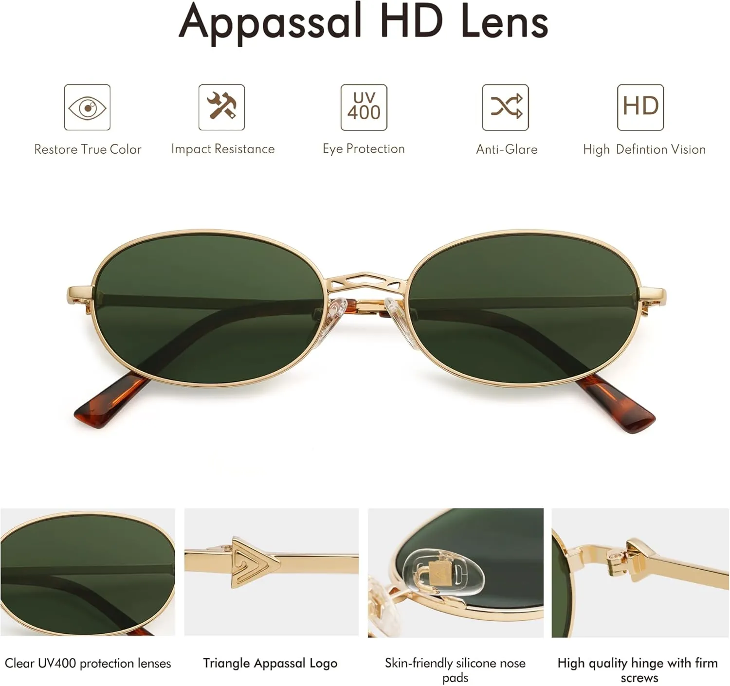 Retro Oval Sunglasses for Women Men Trendy Designer 90s Sun Glasses Classic Shades AP3662