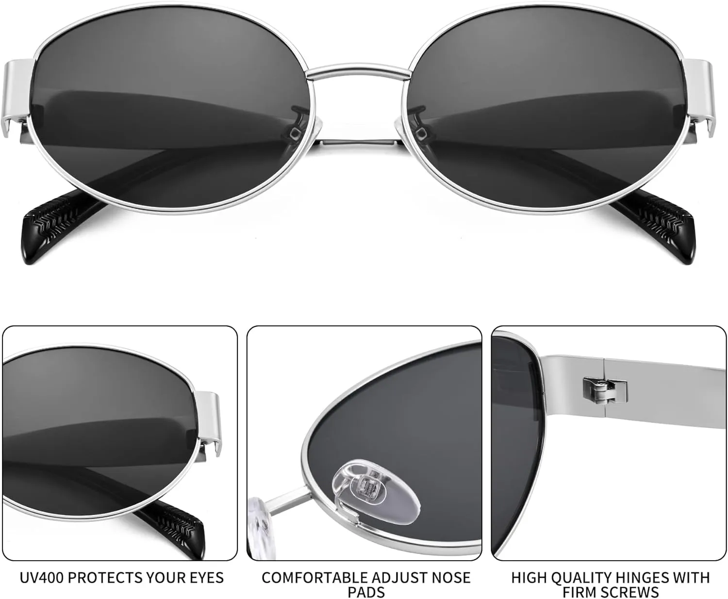 Retro Oval Sunglasses for Women Men - Trendy Gold Sun Glasses - Fashion Metal Frame Shades