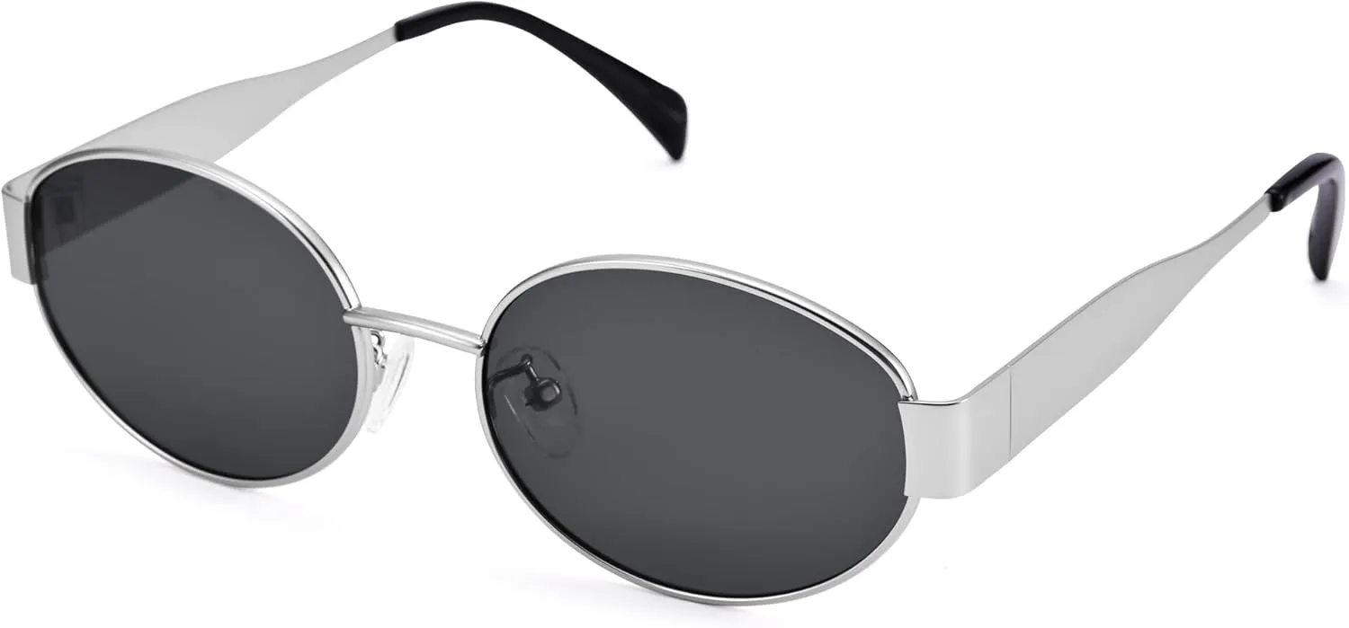 Retro Oval Sunglasses for Women Men - Trendy Gold Sun Glasses - Fashion Metal Frame Shades